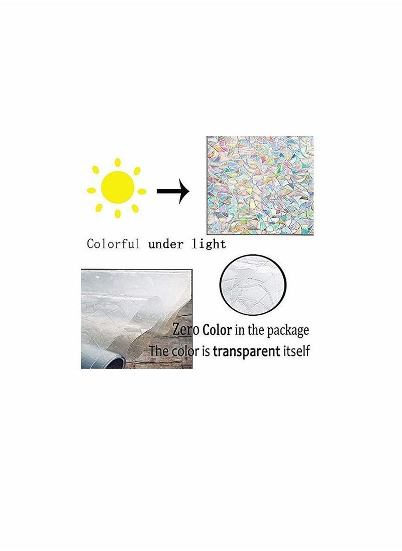 Y&D - Window Film Decorative Privacy 3D No Glue Holographic Glass Sticker for Door Home House Ofiice Heat Control Anti UV 17.5 x 78.7 inches - Image 1