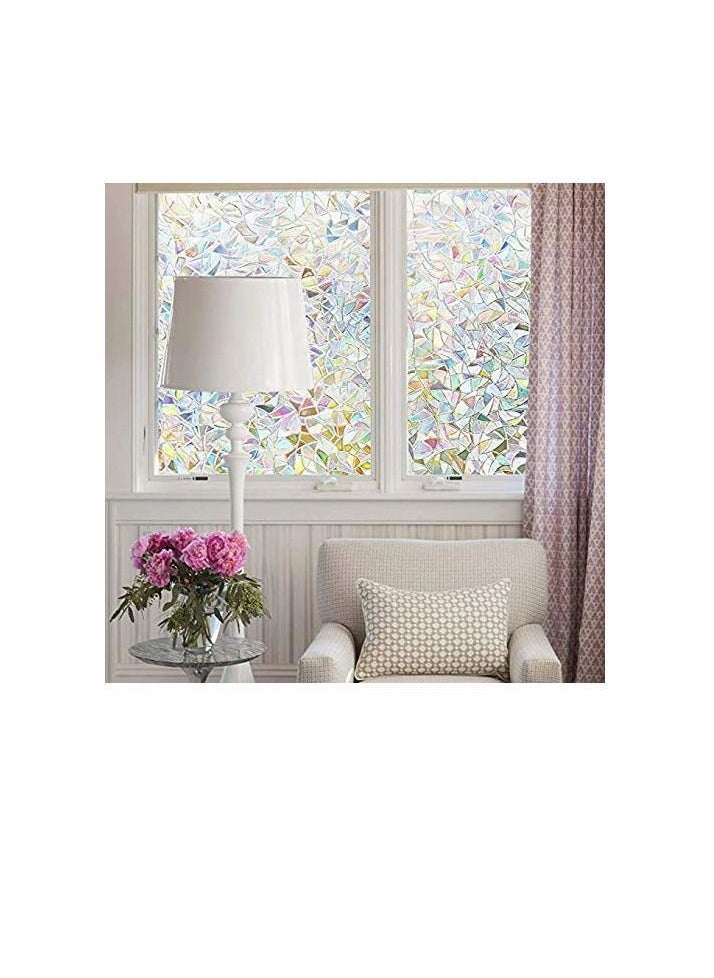 Y&D - Window Film Decorative Privacy 3D No Glue Holographic Glass Sticker for Door Home House Ofiice Heat Control Anti UV 17.5 x 78.7 inches - Image 1