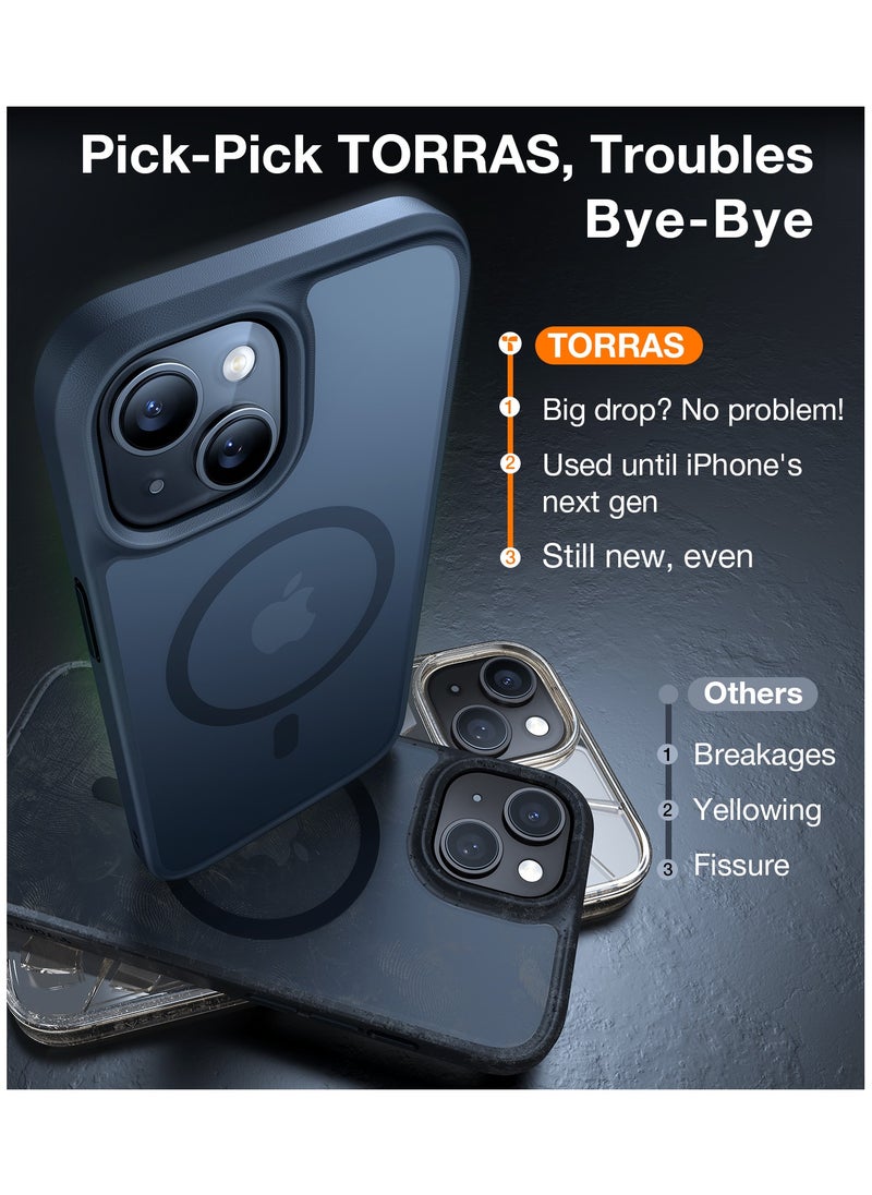 TORRAS - Magnetic Shockproof for iPhone 15 Case, 12FT [Mil-Grade Drop Protection, Translucent Slim Protective Anti-Scratch, Black - Image 1