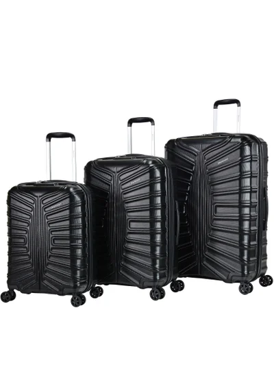 eminent Hard Case Travel Bag Trolley Luggage Set of 3 TPO Lightweight Suitcase 4 Quiet Double Spinner Wheels with TSA Lock KK30 Black