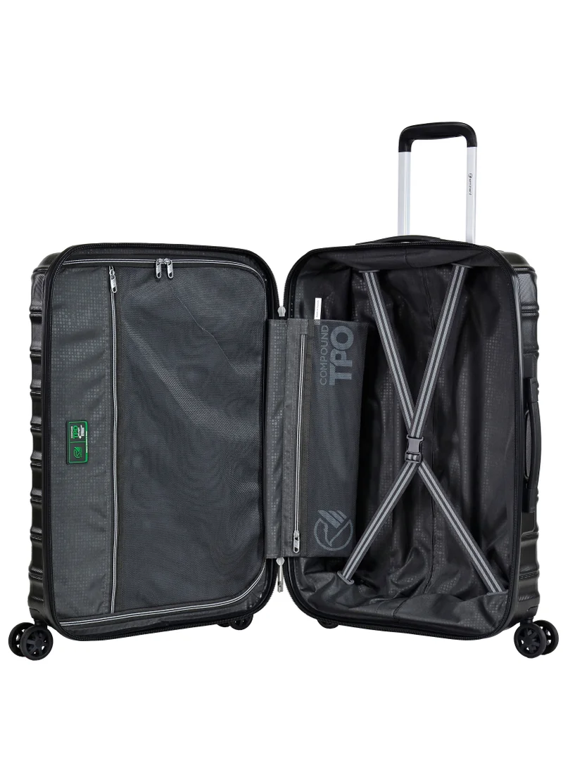 eminent Hard Case Travel Bag Trolley Luggage Set of 3 TPO Lightweight Suitcase 4 Quiet Double Spinner Wheels with TSA Lock KK30 Black