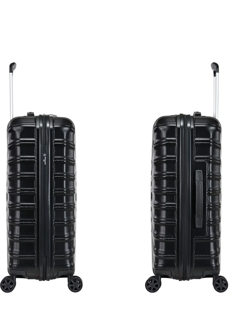 eminent Hard Case Travel Bag Trolley Luggage Set of 3 TPO Lightweight Suitcase 4 Quiet Double Spinner Wheels with TSA Lock KK30 Black