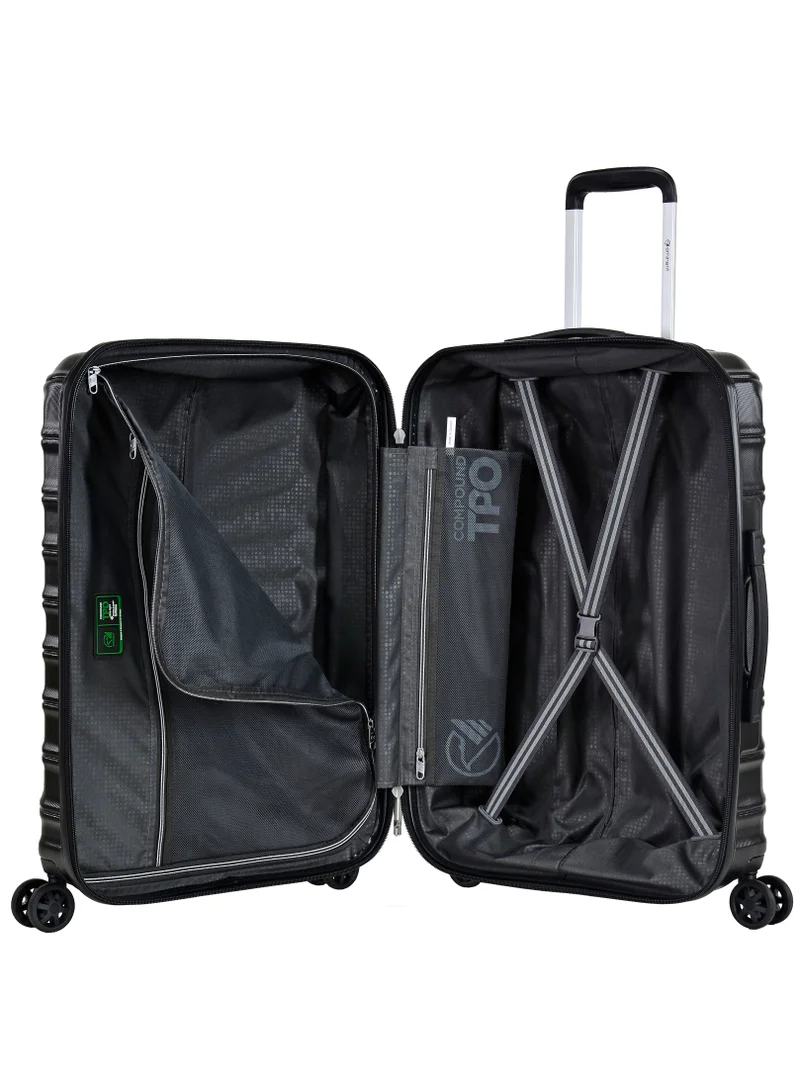 eminent Hard Case Travel Bag Trolley Luggage Set of 3 TPO Lightweight Suitcase 4 Quiet Double Spinner Wheels with TSA Lock KK30 Black