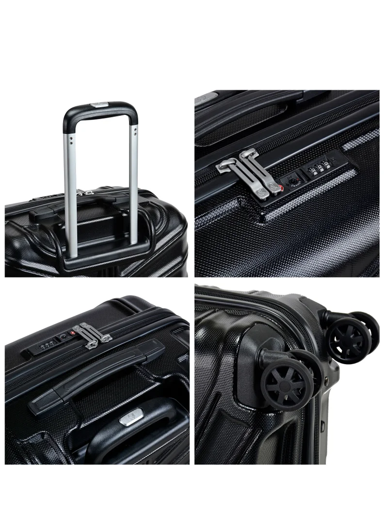 eminent Hard Case Travel Bag Trolley Luggage Set of 3 TPO Lightweight Suitcase 4 Quiet Double Spinner Wheels with TSA Lock KK30 Black