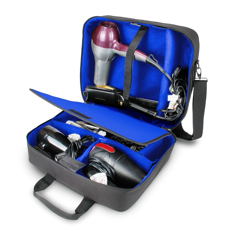 USA Gear USA Gear Large Hairstylist Traveling Bag - Hair Salon Case - Customizable Interior with Adjustable Dividers - Fit All Hair Equipment Blow Dryer, Barber Tools, Curling Iron, Brushes (Blue)