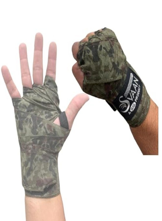 لفافات معصم قطنية مرنة بنقشة مموهة من سفان، مناسبة للرجال والنساء والأطفال، بطول 180 بوصة، مثالية لتدريبات فنون القتال المختلطة، والكيك بوكسينغ، والملاكمة التايلاندية، والتدريب على الملاكمة، والمبارزة. متينة، تسمح بمرور الهواء، سريعة الجفاف، ومبطنة. - Image 2