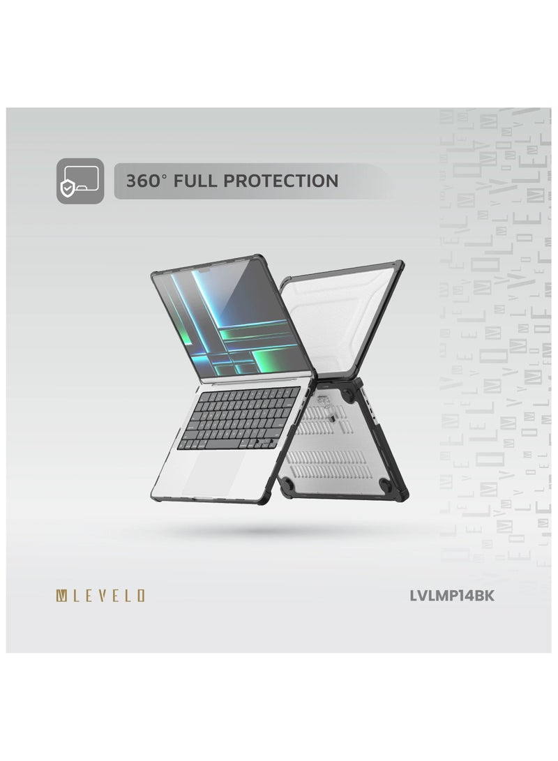 LEVELO Espectro Macbook Air15.3inch Case / Foldable Stand / 360° Full Protection / Built in Air Vents / Easy Installation - Black  - Image 5