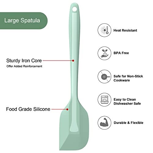 AcoWELL Silicone Spatula Set, Premium Spatulas Silicone Heat Resistant 2 Small & 2 Large Flexible Scraper for Nonstick Cookware, Rubber Spatula for Kitchen Mixing Baking Cooking Use, Soft Spatula - Set of 4 - Image 5