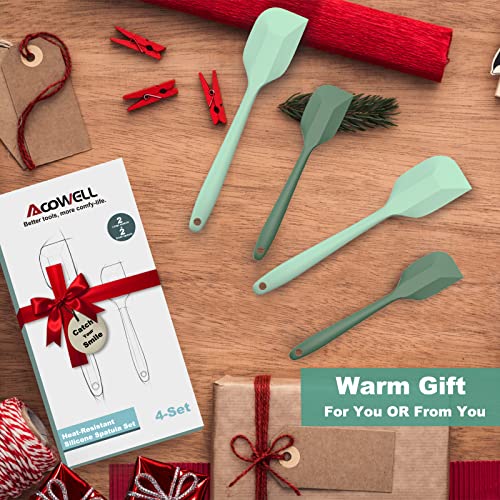 AcoWELL Silicone Spatula Set, Premium Spatulas Silicone Heat Resistant 2 Small & 2 Large Flexible Scraper for Nonstick Cookware, Rubber Spatula for Kitchen Mixing Baking Cooking Use, Soft Spatula - Set of 4 - Image 3