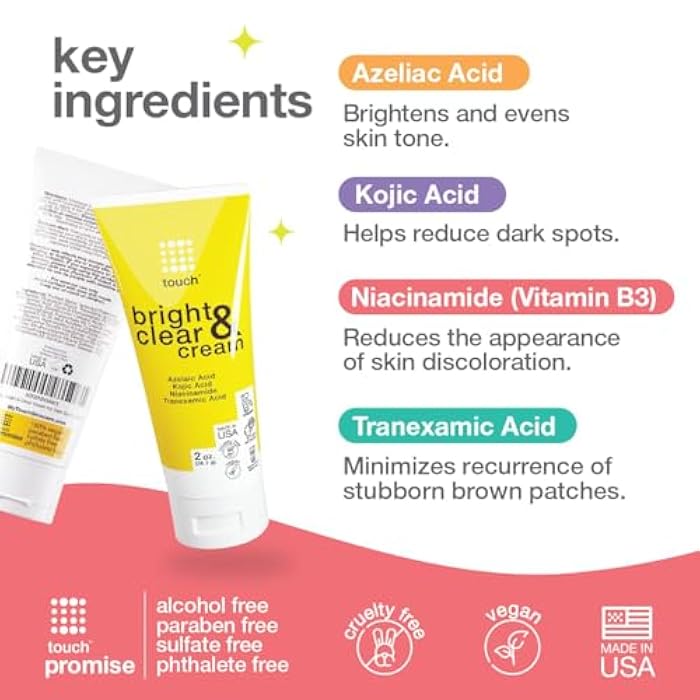 TOUCH Radiance Cream with Niacinamide, Kojic Acid, Tranexamic Acid & Azelaic Acid – Brightening Face Cream for Uneven Skin Tone – 2 oz - Image 3