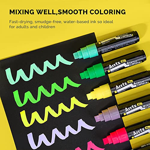 Arrtx Acrylic Jumbo Markers 10mm Broad Tips Acrylic Paint Pens for Stone Glass Easter Egg Wood and Fabric PaintingNo ToxicNo Odor - Image 3