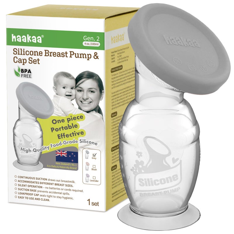 Haakaa Manual Breast Pump with Base 4 Fl Oz/100ml+Lid - Image 1