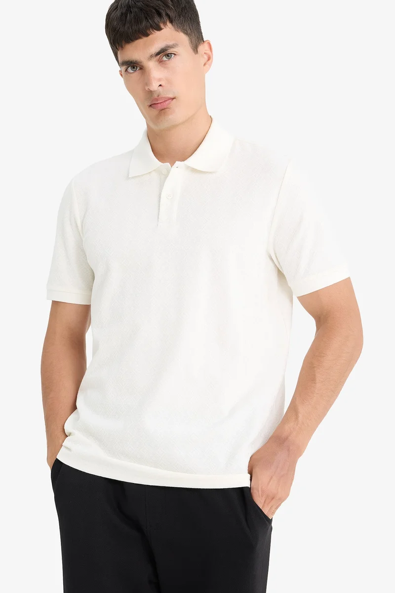 Knitwear Look Short Sleeve Polo T-Shirt