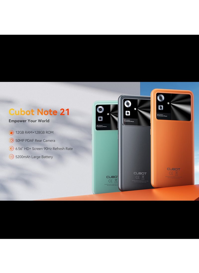 Cubot Note 21 Unlocked Cell Phone, Android 13 Smart Phone, 12GB RAM (6GB+6GB Extended), 128GB ROM, 5200mAh Battery 6.56" HD+ Display, 50MP Rear Camera, Dual SIM-Green  - Image 5