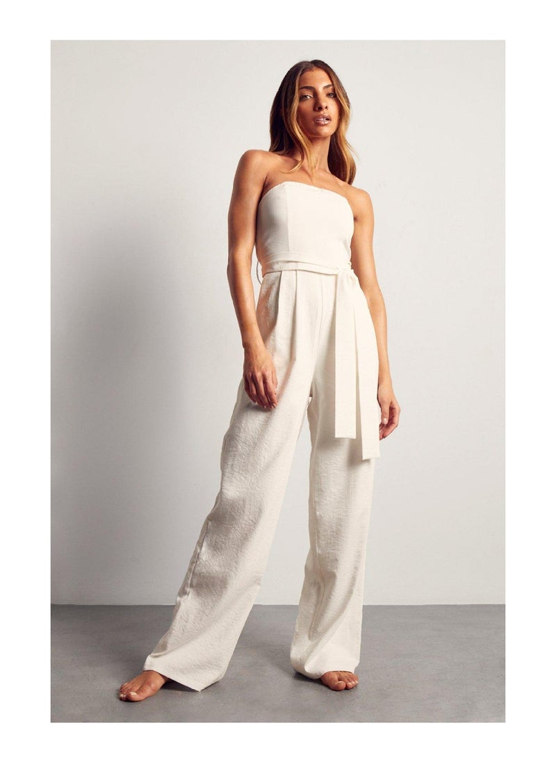 Miss Pap - Linen Bardot Wide Leg Jumpsuit - Image 1