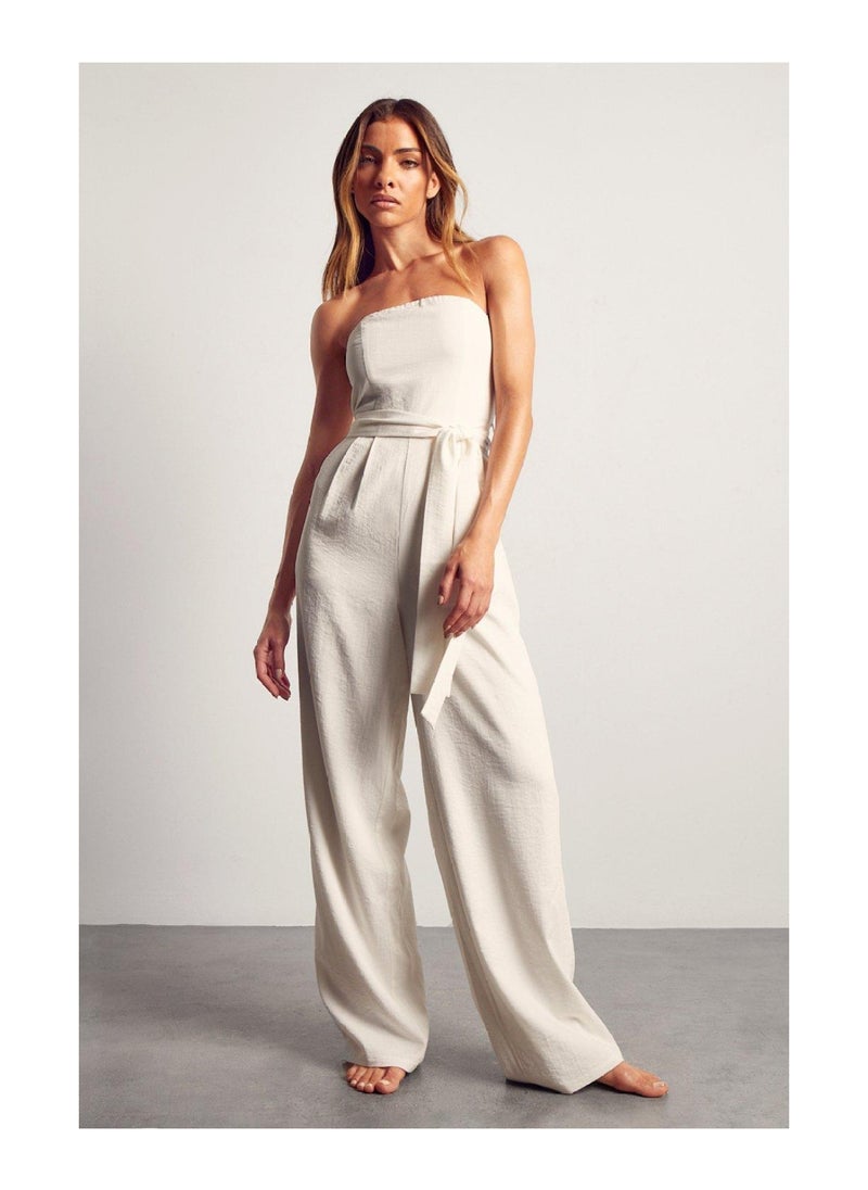 Miss Pap - Linen Bardot Wide Leg Jumpsuit - Image 1