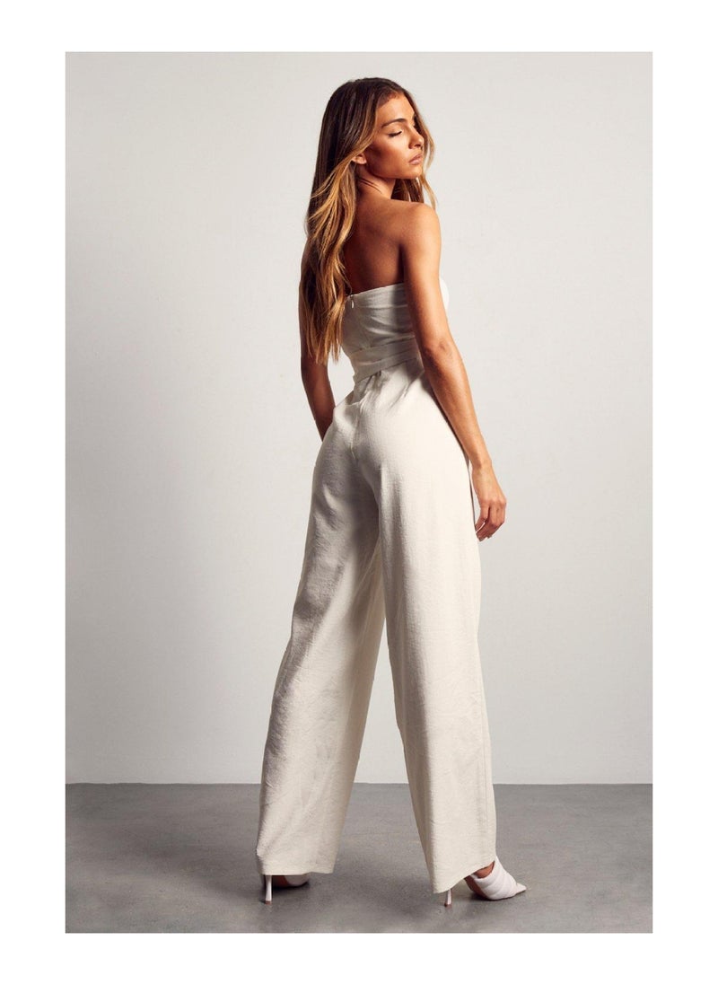 Miss Pap - Linen Bardot Wide Leg Jumpsuit - Image 1