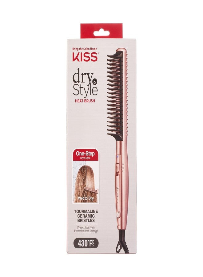 KISS Dry and Style Heat Brush, Wet to Dry Detangling and Volumizing Hot Comb, Tourmaline Ceramic Bristles, 2 Temperature Settings, Ultra Lightweight Handle, 360° Swivel Power Cord - Image 1