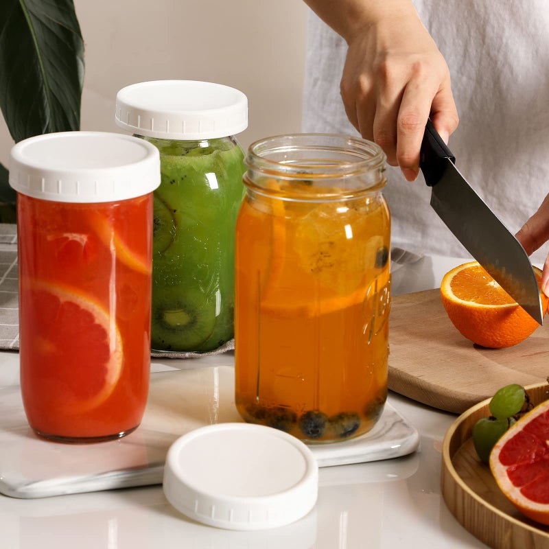 AOZITA Wide Mouth Mason Jar Lids [16 Pack] for Ball, Kerr and More - White Plastic Storage Caps for Mason/Canning Jars - Leak-Proof - Dishwasher Safe & Food Grade - Image 5