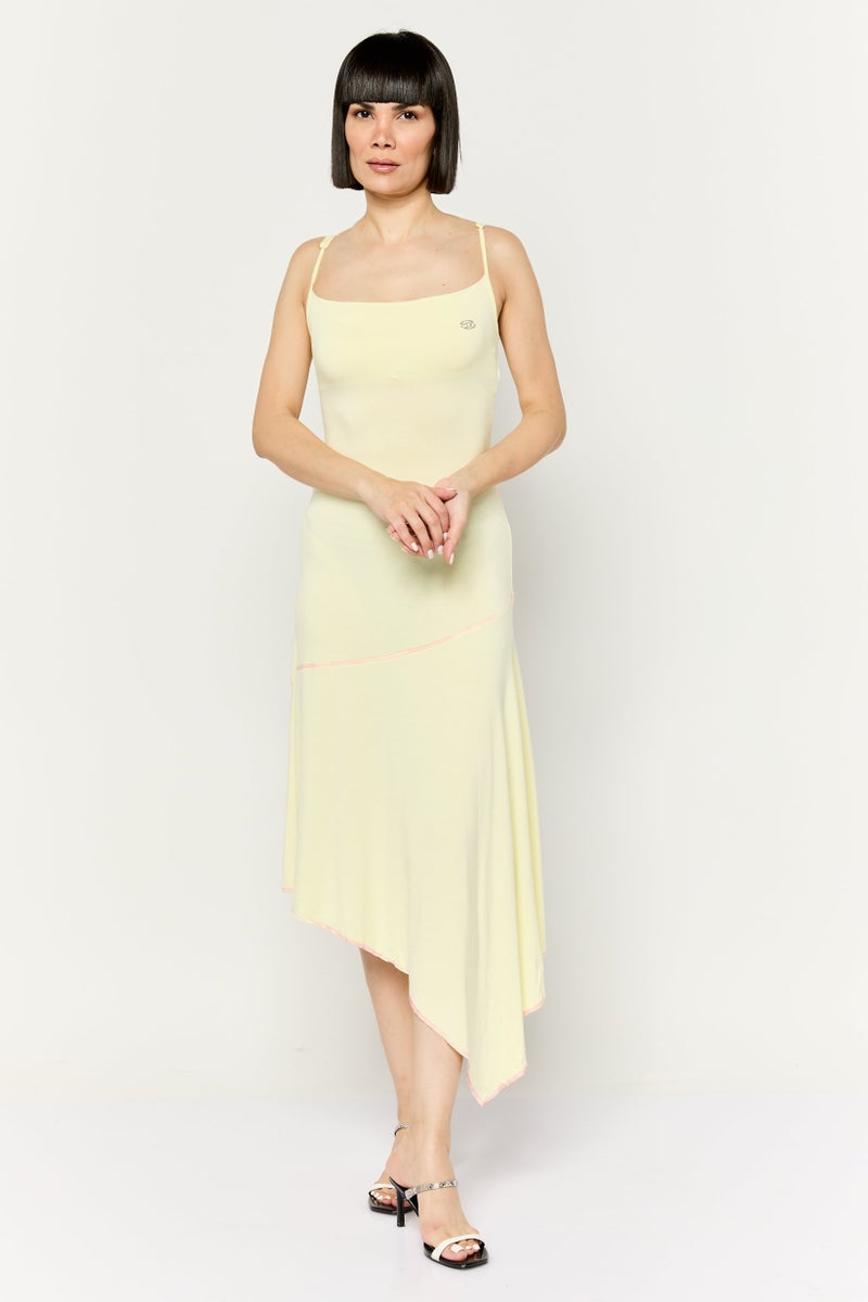 DIESEL Women Brand Logo Midi Dress, Yellow  - Image 1