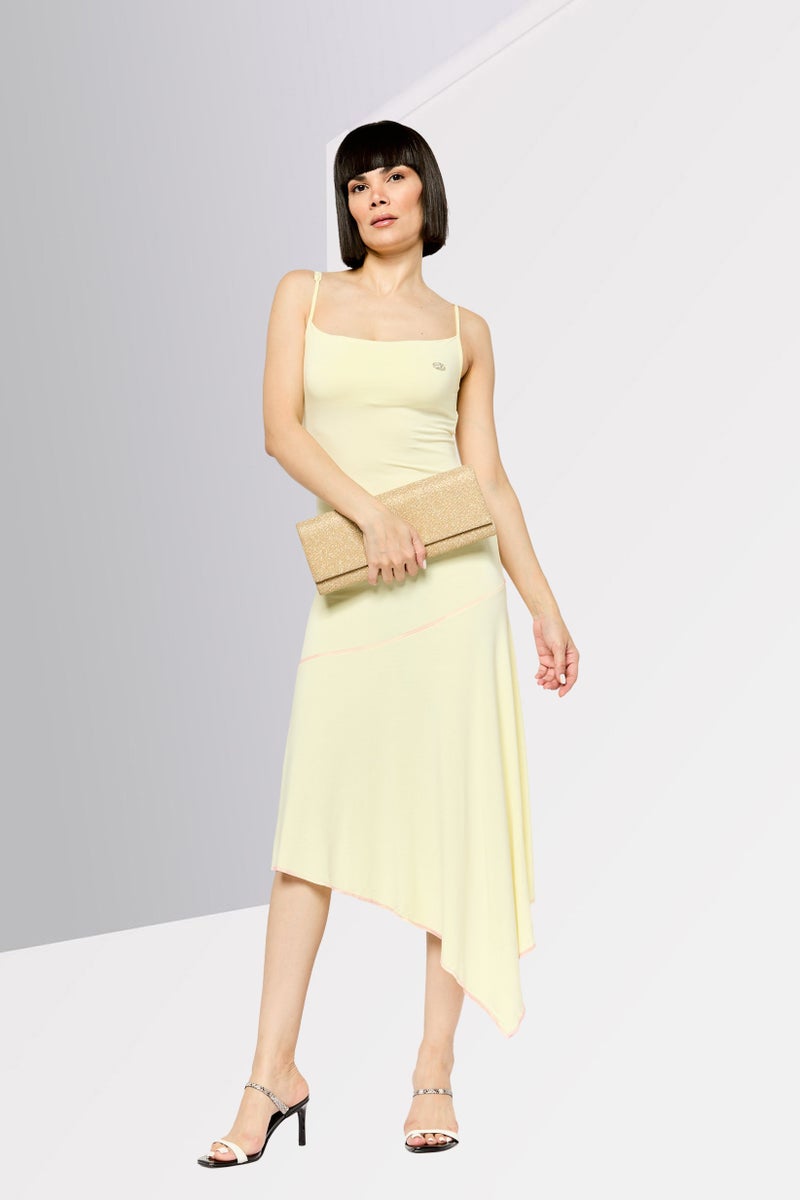 DIESEL Women Brand Logo Midi Dress, Yellow  - Image 2