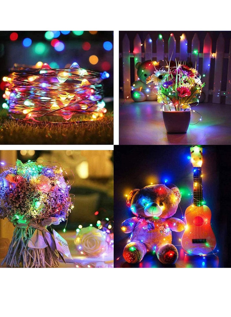 PAMEER - 3-Pack Fairy String Lights with Battery and Flexible Copper Wire 2Mtr Mini 20 LEDs Multicolor LED Strip for Christmas EID Ramadan Dewali Decoration Firefly LED Single Mode Battery Box Button ON OFF - Image 1