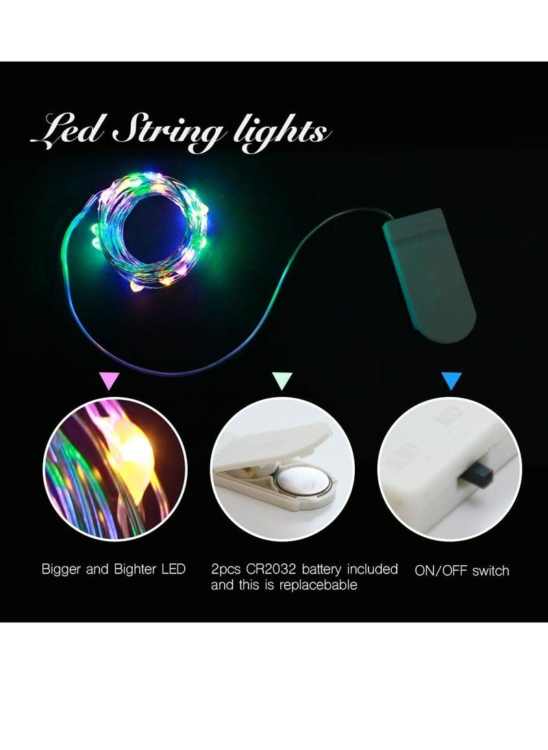 PAMEER - 3-Pack Fairy String Lights with Battery and Flexible Copper Wire 2Mtr Mini 20 LEDs Multicolor LED Strip for Christmas EID Ramadan Dewali Decoration Firefly LED Single Mode Battery Box Button ON OFF - Image 1