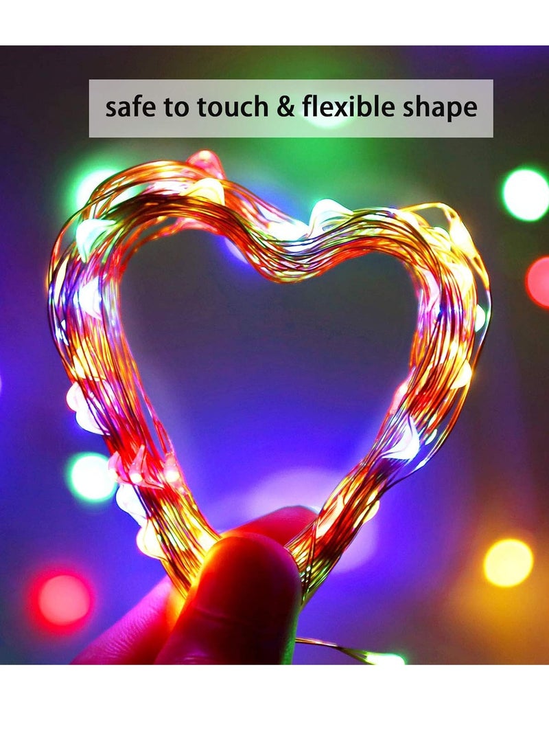 PAMEER - 3-Pack Fairy String Lights with Battery and Flexible Copper Wire 2Mtr Mini 20 LEDs Multicolor LED Strip for Christmas EID Ramadan Dewali Decoration Firefly LED Single Mode Battery Box Button ON OFF - Image 1