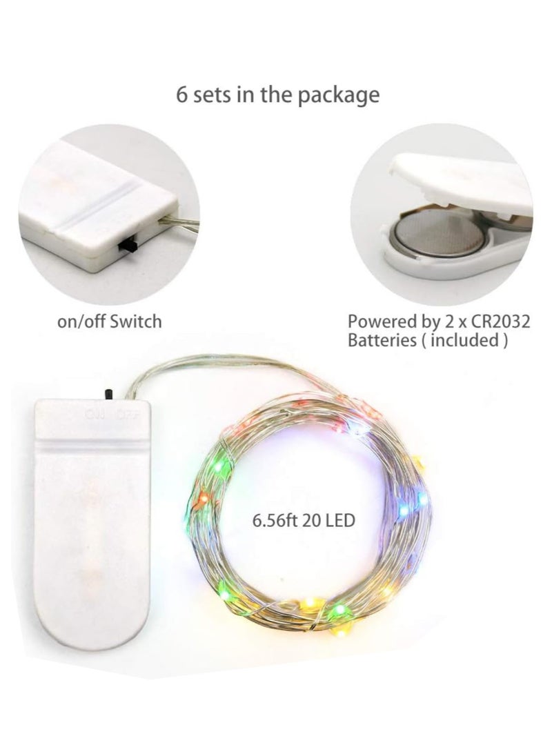 PAMEER - 3-Pack Fairy String Lights with Battery and Flexible Copper Wire 2Mtr Mini 20 LEDs Multicolor LED Strip for Christmas EID Ramadan Dewali Decoration Firefly LED Single Mode Battery Box Button ON OFF - Image 1