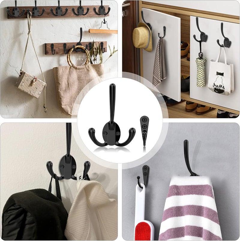 ZAYBOD 10 Pack Heavy Duty Wall Mounted Black Coat Hooks With 30 Screws - Mudroom, Backpack, Robe, Hat Hooks (Two Types of Hooks + Three Types of Screws Included) - Image 4
