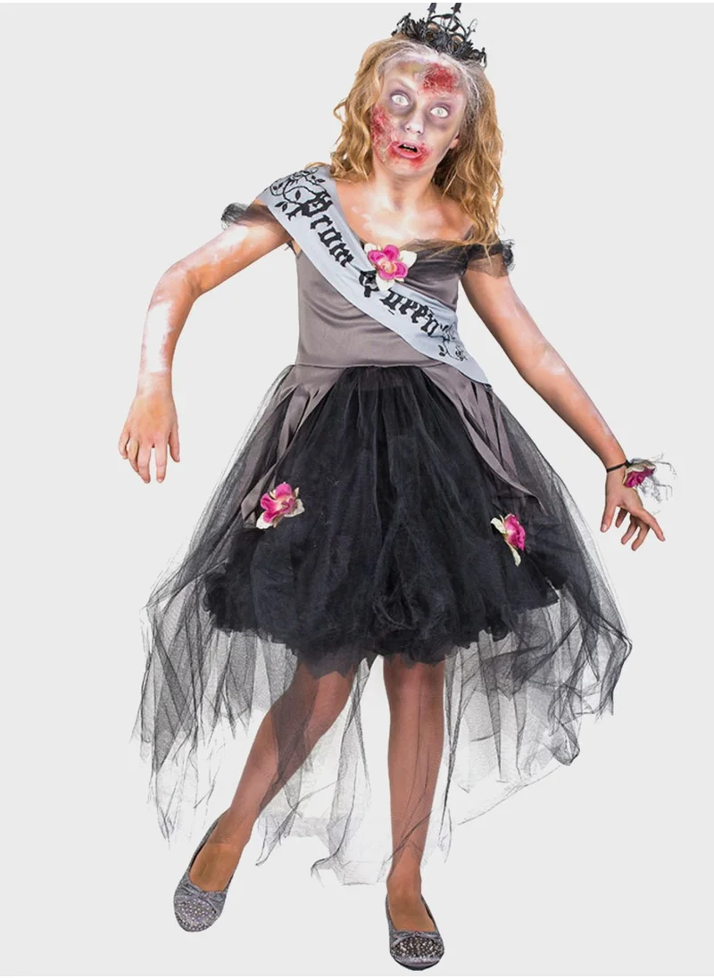 MAD TOYS Kids Zombie Prom Queen Dress & Accessories