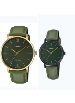 CASIO Casio Standard Analog Leather Band Couple Watch Set MTP-VT01GL-3B/LTP-VT02BL-3A  - Image 1