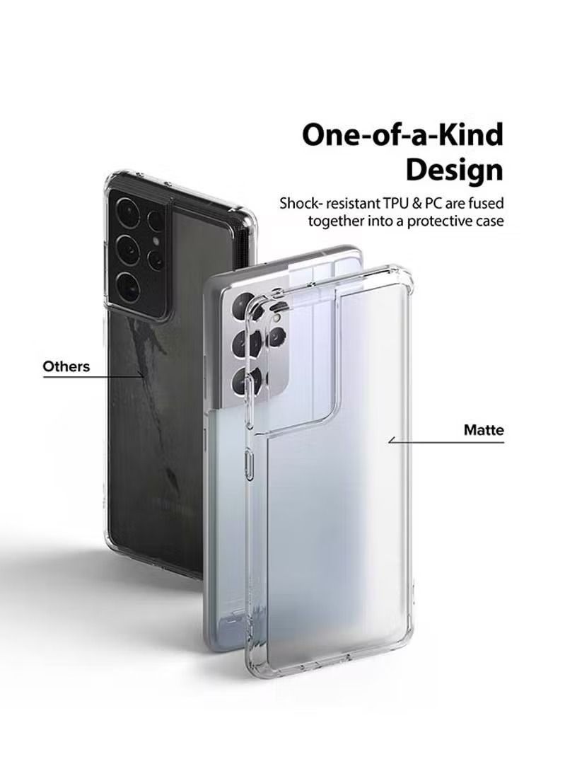 Samsung Galaxy S21 Ultra Clear Shock Absorption Matte Finish Tough Impact Alleviation Technology Raised Bezel Case Cover - Image 1