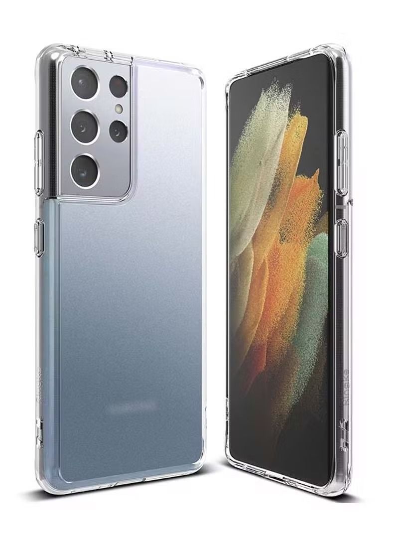 Samsung Galaxy S21 Ultra Clear Shock Absorption Matte Finish Tough Impact Alleviation Technology Raised Bezel Case Cover - Image 2