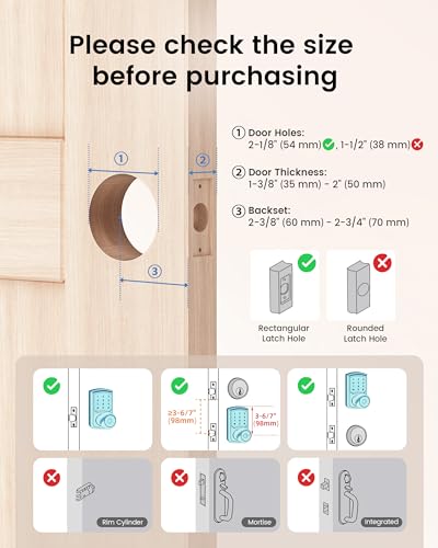 HIDALIFE Keyless Entry Door Lock, Keypad Door Lock with Handle, Smart Locks for Front Door,Touchscreen, One-Touch Toggle for Passage Mode, Matte Black - Image 4