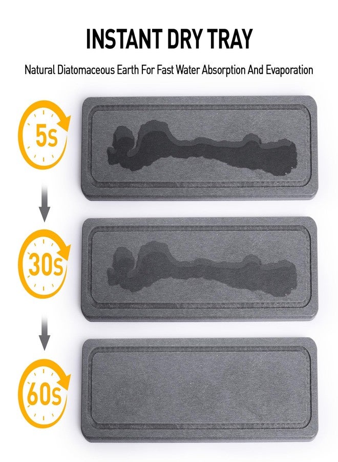 Moforoco مجموعة موزع صابون الأطباق من موفوروكو، زجاجة سعة 16 أونصة، مجموعة موزع صابون اليد والأطباق، صينية جافة فورية، وسادة سيليكون غير قابلة للانزلاق، حامل فرشاة مع حامل إسفنجة مبتسم، ديكور مطبخ - Image 2