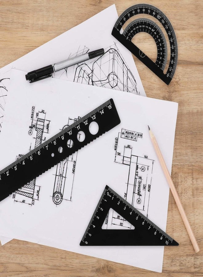 Styquenzer مجموعة أدوات هندسية معدنية مكونة من 5 قطع، تتضمن مساطر هندسية، مساطر مثلثة من الألومنيوم، مساطر معدنية، مجموعة مساطر مثلثة معدنية، منقلة، مسطرة رسم 6/8 بوصة للمهندسين المعماريين والمهندسين. - Image 5