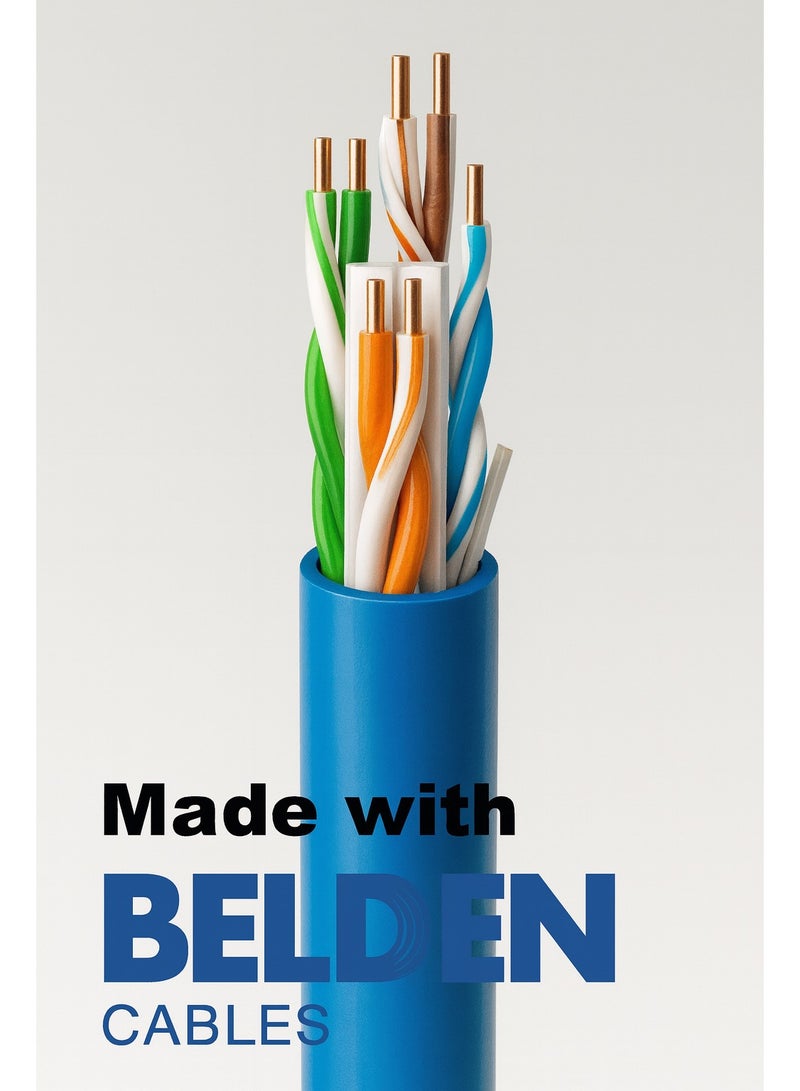 بلدن كابل إيثرنت كات 6- عالي الجودة برأس معدني وغطاء حماية – سرعات تصل إلى 1Gbps – صناعة شركة بيلدن الهنقارية- متوفر بأطوال 2، 3، 5، 10، 20، 30، 50، 80، 100 متر - Image 2