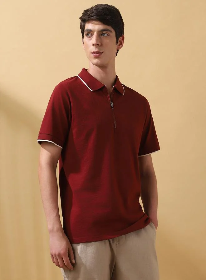 Dennis Lingo Men's Cabernet 100% Cotton Solid Pattern Regular Fit T-Shirt