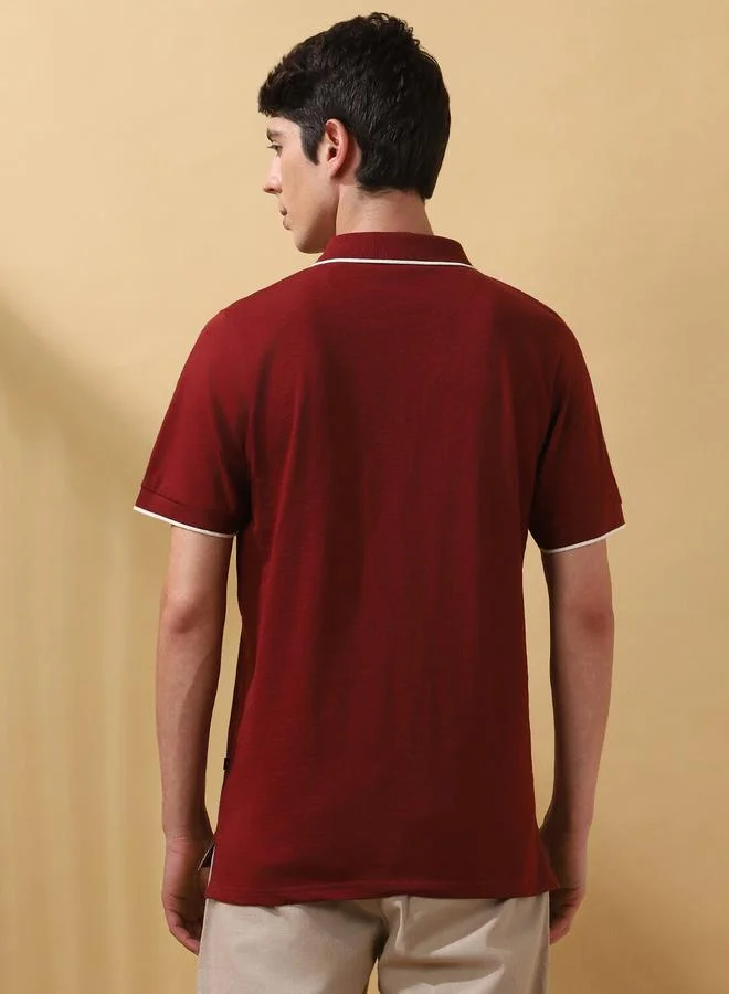 Dennis Lingo  Men's Cabernet 100% Cotton Solid Pattern Regular Fit T-Shirt for Men | Best Price UAE