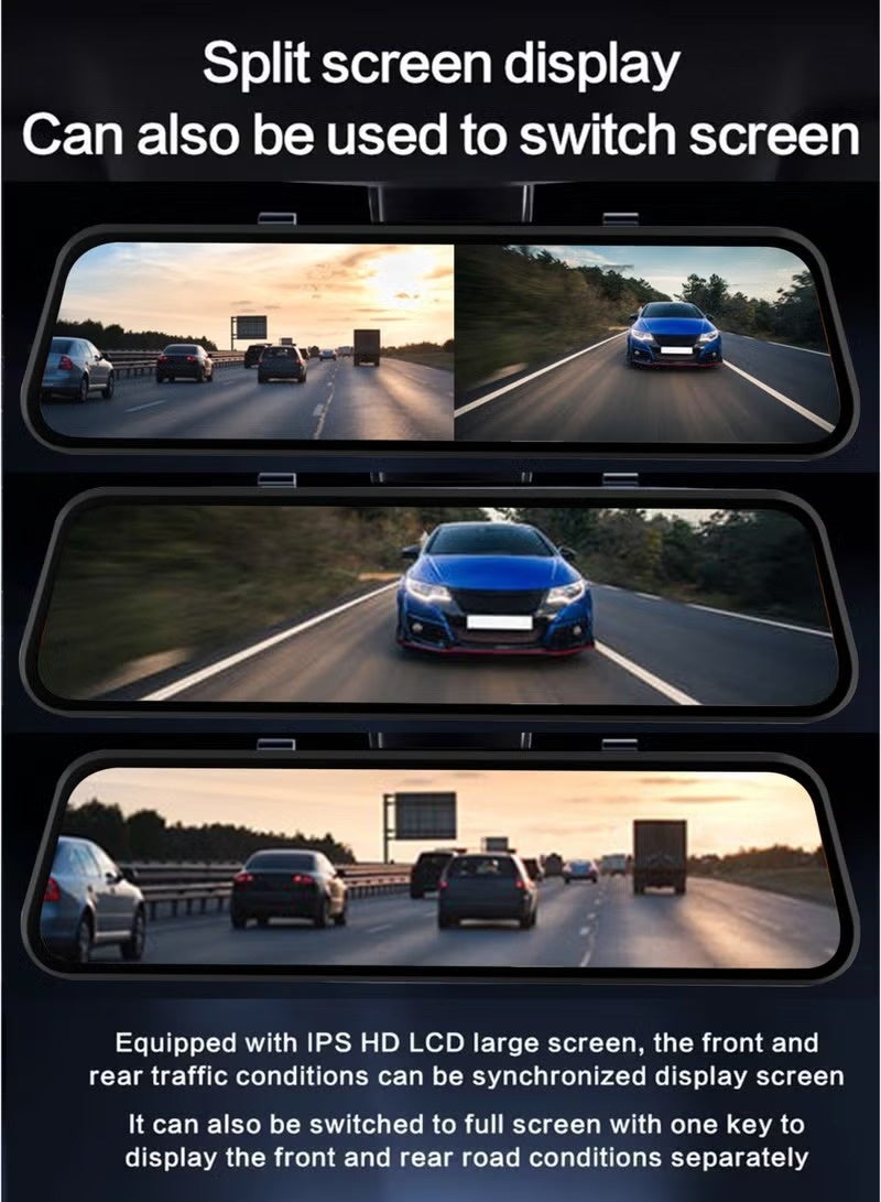 Toshonics 1080P HD Smart DVR Rearview Mirror Dash Cam with Front and Rear Dual Cameras, 170° Wide Angle Backup Cameras, Car Video Recorder Vehicle Blackbox with Night Vision, Motion Detection, Gravity-Sensor, Anti-Glare, 10" LCD Screen, Waterproof Rear Camera, Automatic Loop Recording, Reverse Parking Assistance Easy Installation, Supports up to 32GB TF Card - Image 4