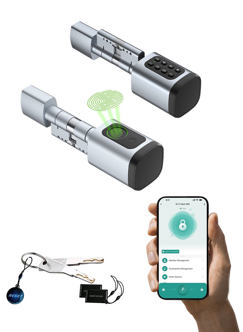 Altix CL1X TUYA Smart Door Lock Keyless | Fingerprint & Passcode | Bluetooth | Keycard & Key | DIY Install | Suitable for Home, Office | Highly Secure | Adjustable Length 60-90mm | Pearl Chrome NEW - Image 1