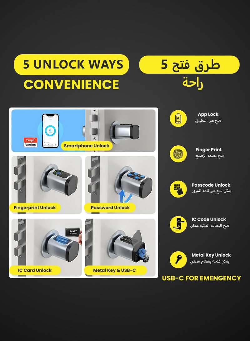 Altix CL1X TUYA Smart Door Lock Keyless | Fingerprint & Passcode | Bluetooth | Keycard & Key | DIY Install | Suitable for Home, Office | Highly Secure | Adjustable Length 60-90mm | Pearl Chrome NEW - Image 3