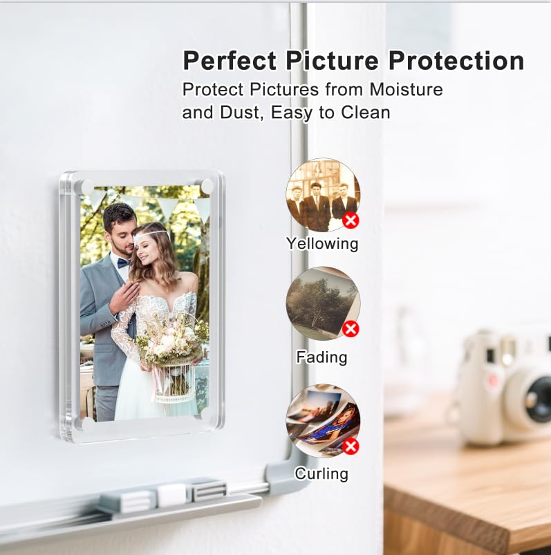 Hdama Magnetic Picture Frames for Refrigerator, 2.36 x 3.54 Inch Mini Fridge Magnetic Photo Frame, Double Sided Magnet Acrylic Picture Frame for Fridge/Locker (6Pack) - Image 4