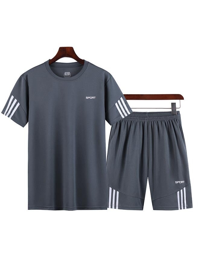 Casual T-Shirt And Shorts Set Grey  - Image 1