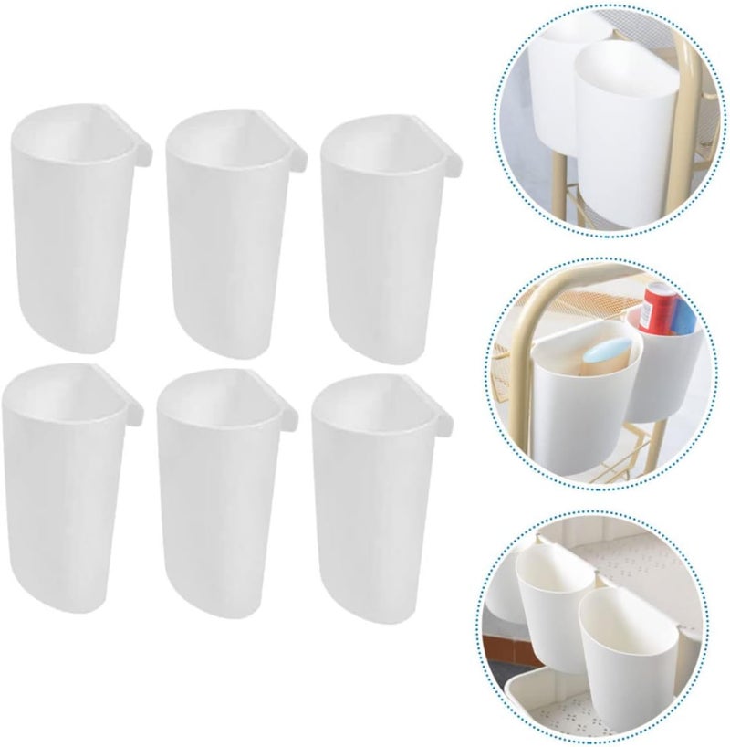 6Pcs Portable Hanging Storage Basket Set Salon Cart Attachment Sturdy Plastic for Beauty Salons and Home Organization Hanging Trash Can for Easy Waste Disposal - Image 5