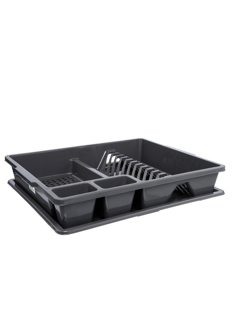 favilla Rectangular plastic dish drainer with base, 35x30 cm - Gray - Image 1