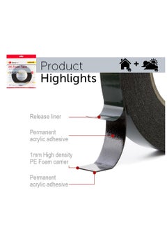 KASTWAVE Ultra Strong Black Double Sided Tape (2 Pack) 12mm x 10m | Perfect Mounting Tape for Automotive, Moldings, LED, Waterproof 1mm Thickness  - Image 3