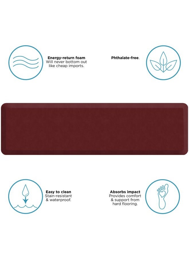GelPro NewLife Anti Fatigue Nonslip Mat: Hard Floor Utility Mats for Garage, Patio and Kitchen - 20" x 72" x .5" - Leather Grain Cranberry - Image 4