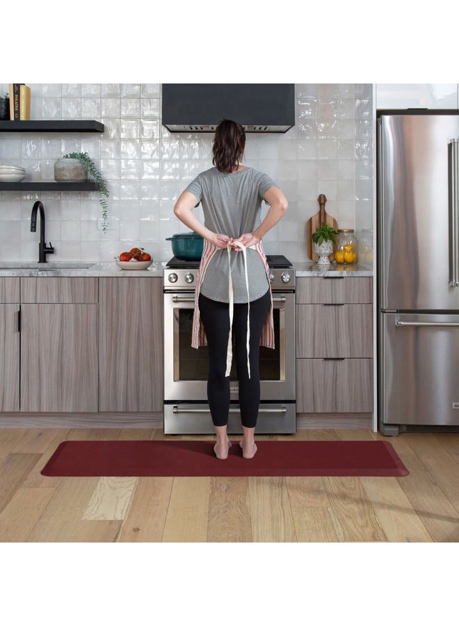 GelPro NewLife Anti Fatigue Nonslip Mat: Hard Floor Utility Mats for Garage, Patio and Kitchen - 20" x 72" x .5" - Leather Grain Cranberry - Image 2